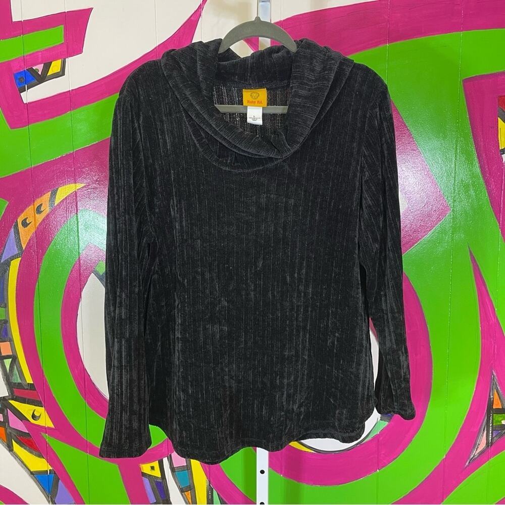 Ruby Rd, Black Cowl Neck Knit Sweater. Size Large. Excellent condition!